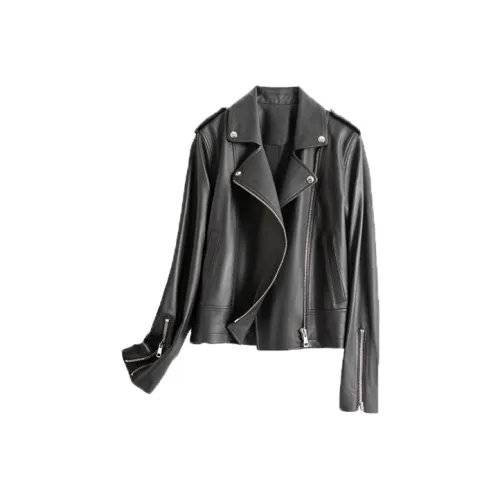 ENAGA Черные Женские Кожаные Куртки