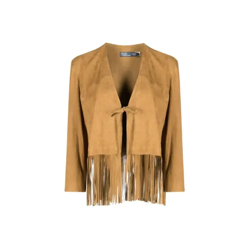 Polo Ralph Lauren кожаная куртка женская цвет верблюжий коричневый