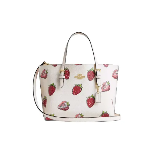 COACH Покрытый холст Тоут Сумка Сумка для покупок Сумка Сумка через плечо Средняя Женская Белая