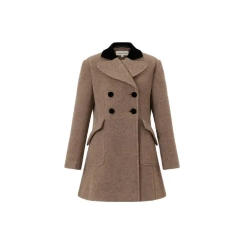 CARVEN H Line Straight Fit Long Sleeved Coat Women's Dark Brown