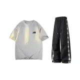 Фотиния Серый Короткий Рукав + Черные Штаны