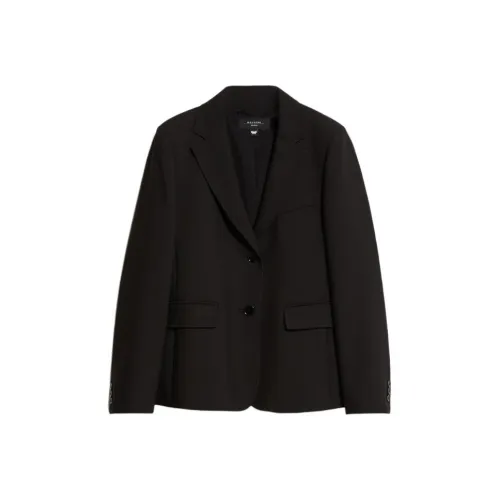 MaxMara Uva Коллекция Эластичная Вискоза Холст Блейзер Бизнес Костюм Пальто Женское Черное