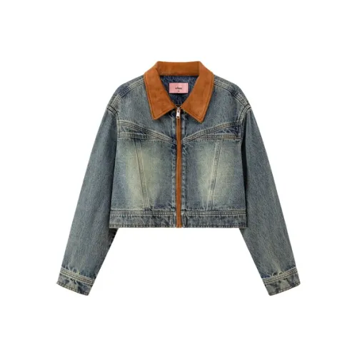 CHUU Cropped Coat Женское средний деним синий