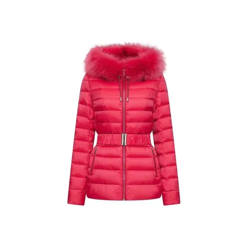Yves Salomon Пуховик Женский Розовый Красный
