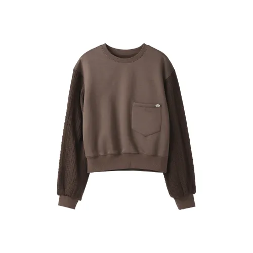 Fstudio Корейский стиль Коммутирование Patchwork Solid Цвет Укороченный Длинный Sleeved Толстовка Женские