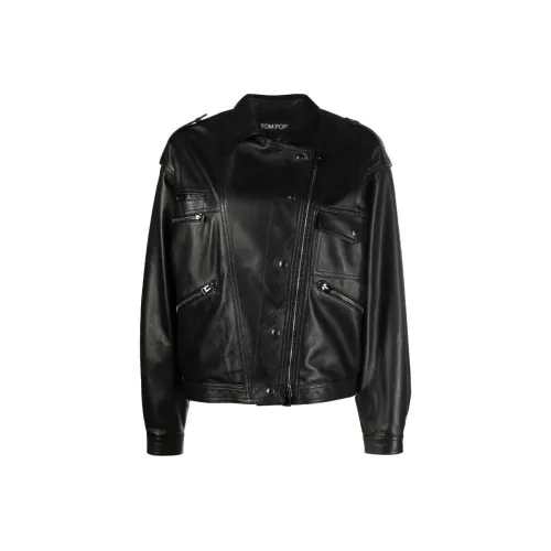 TF SS23 Кожа Куртка Женская Черная