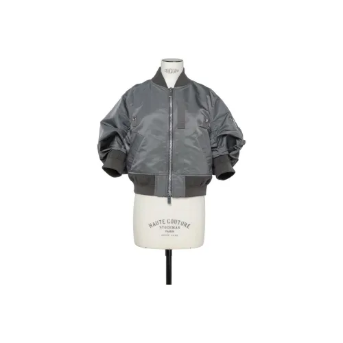Sacai SS24 Хлопковый пуховик женский серый