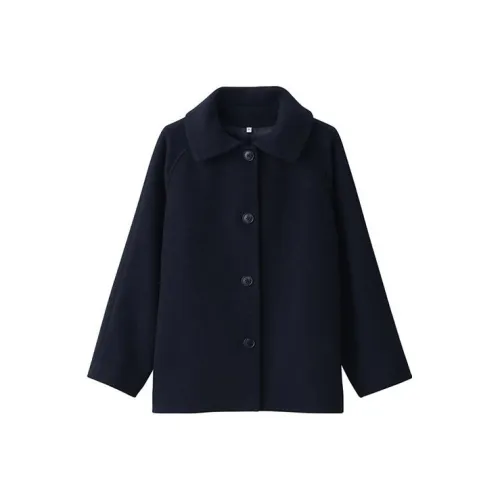 MUJI Бархат Feel Пальто Женское Темно-синий