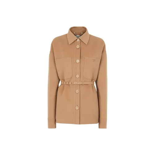 FENDI FW22 Velvet Feel Пальто Женское Khaki