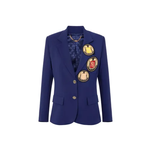 Elisabetta Franchi FW24 Бизнес Костюм Пальто Женское Морской Синий