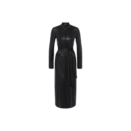 Khy x NAMILIA FW24 Искусственная кожа Collared Пальто Женское Черное