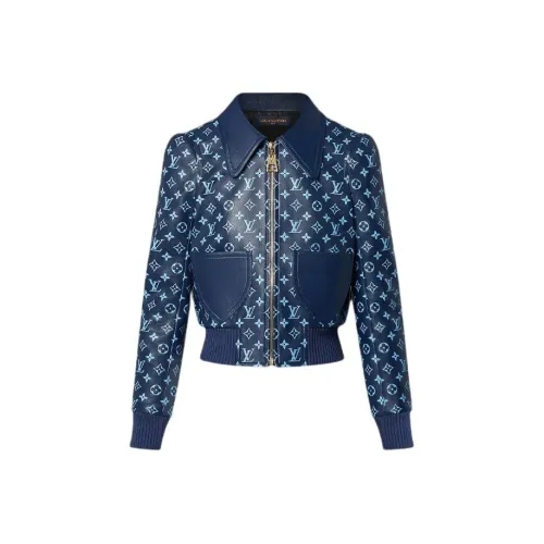 LOUIS VUITTON Кожа Куртка Женская Синяя