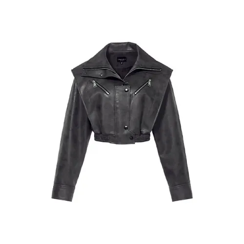 CROYEZ Кожа Куртка Женская Черная