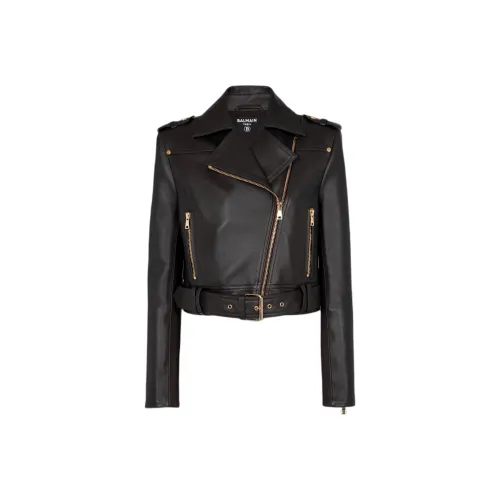 BALMAIN Черные Женские Кожаные Куртки