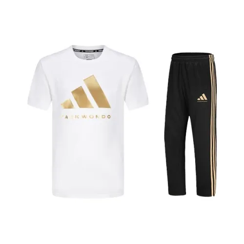Adidas Taekwondo Повседневная Спортивная Одежда Унисекс Комплект Белое Золото + Черное Золото