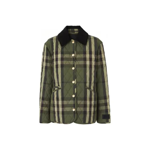Burberry Хлопковый пуховик женский армейский зеленый