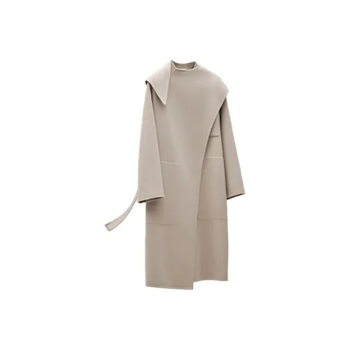 HERMES SS22 Бархат Feel Пальто Женские Овсяный