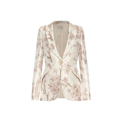 Alexander McQueen SS24 Бизнес Костюм Пальто Женское Бежевое