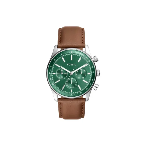 FOSSIL Наручные часы Кварцевый механизм Кожаный ремешок 44 мм Зеленый циферблат Унисекс