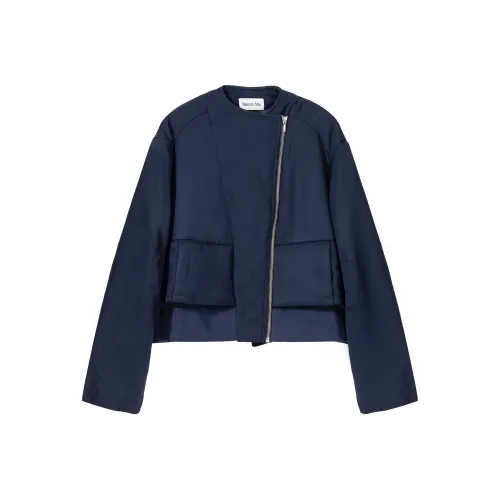 Maison Mai Хлопковый пуховик женский темно-синий