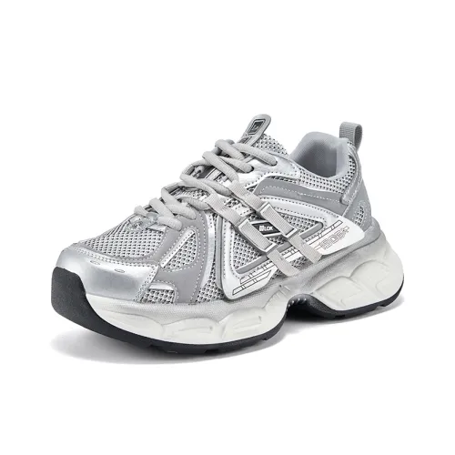 La Chapelle Амортизация противоскользящий легкий низкий топ кроссовки с подошвой из мягкой ткани женские серебристые