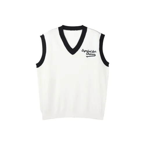 OAKAO Loose Fit Vest Unisex Black White Color Scheme OAKAO Свободный крой жилет унисекс черный белый цветовая схема