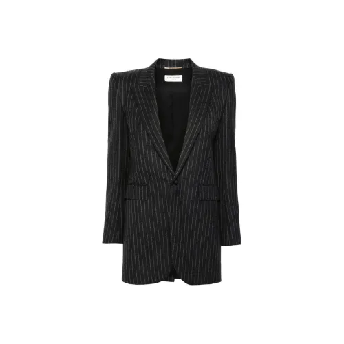 SAINT LAURENT SS24 Бизнес-костюм Пальто Женское Антрацитовый Серый