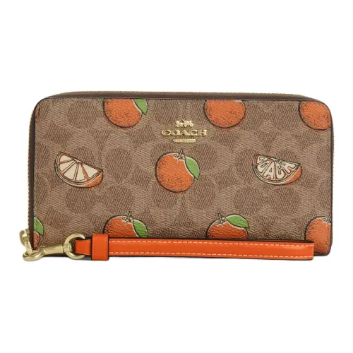 COACH Покрытый холст Кошелек Маленький Женский Коричневый и Многоцветный