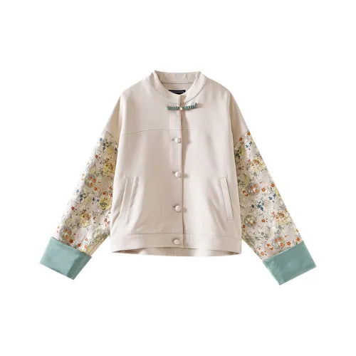 OUNIXUE Cropped Coat Women's Khaki OUNIXUE Укороченное пальто женское хаки