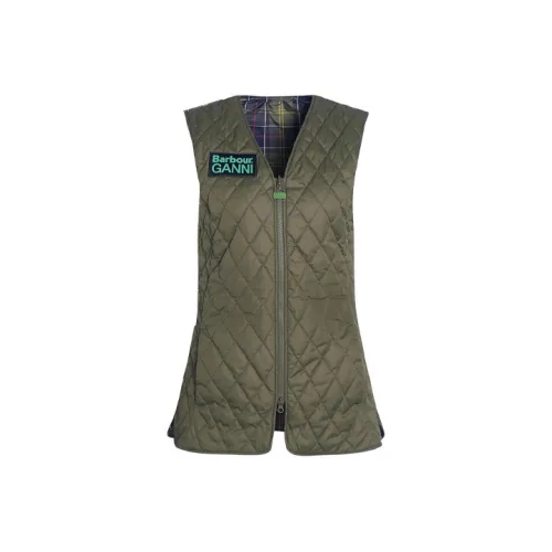 BARBOUR x GANNI Коллаборация Двусторонний Betty Liner Жилет Женские Зеленый