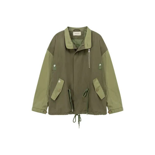 NO ONE ELSE Горчичный зеленый Женские объемные куртки (пуфы)