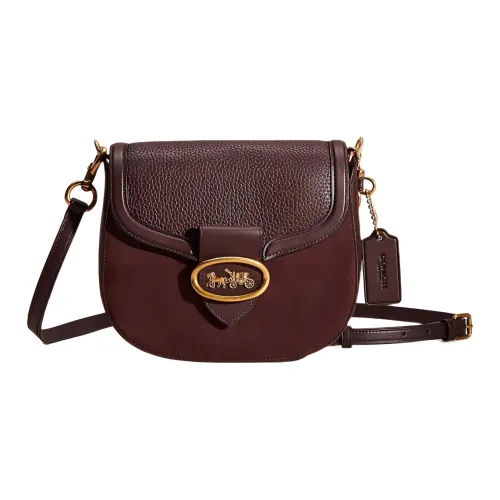 COACH Kat Крупнозернистая текстура Кожа с Перчаточной дубленой кожей And Замша Сумка через плечо Маленькая Женская Цвет Бычья кровь Красный