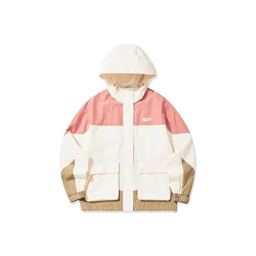 QIAODAN Водонепроницаемый и Ветрозащитный Ветровка Женские Ladybug Розовый Кремово-белый