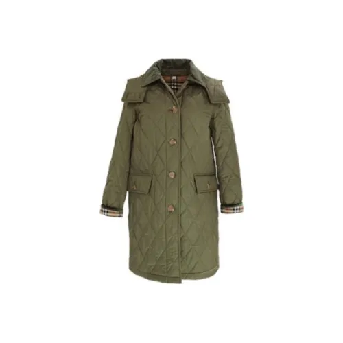 Burberry Хлопковый пуховик женский армейский зеленый