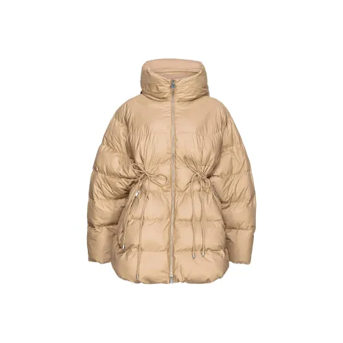 PINKO SS24 Хлопковый пуховик женский песочно-бежевый