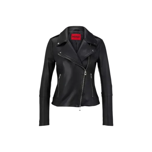 HUGO BOSS Черные Женские Кожаные Куртки