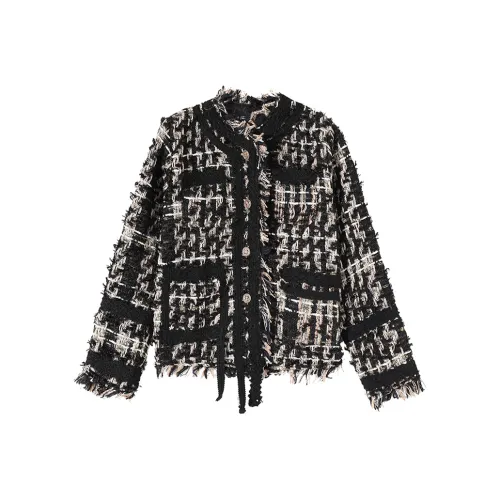 PAZZO Бахрома CHANEL Inspired Короткий Пальто Женские Черный