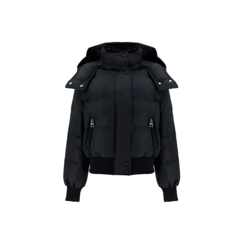 Alexander McQueen SS22 Буква Однотонный С капюшоном Свободный крой Короткий Пуховик Женский Черный