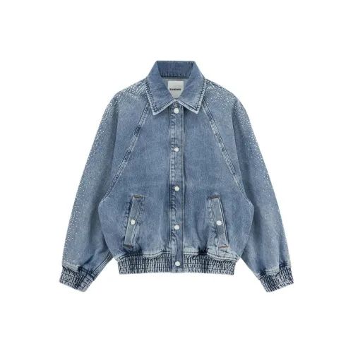 SANDRO Джинсовый синий Женские джинсовые куртки