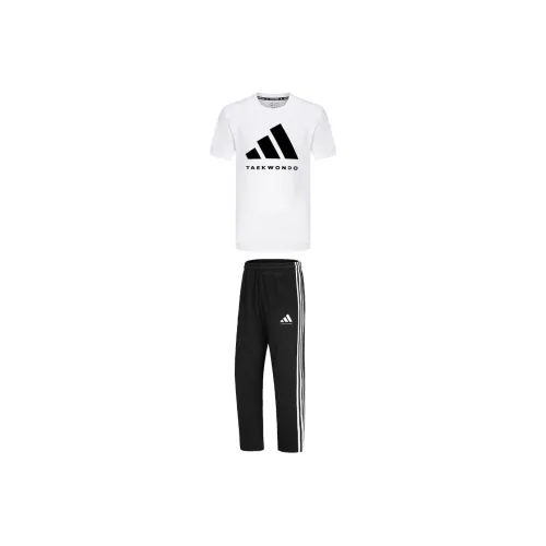 Adidas Taekwondo Повседневная Спортивная Одежда Унисекс Комплект Белый Черный + Черный
