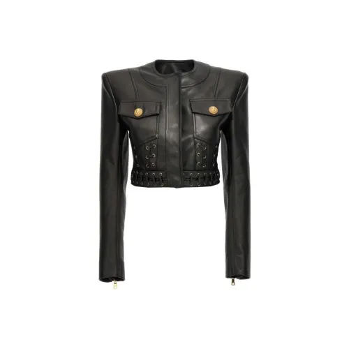 BALMAIN Черные Женские Кожаные Куртки
