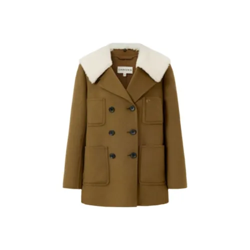 Carven Оливково-зеленое Женское Пальто