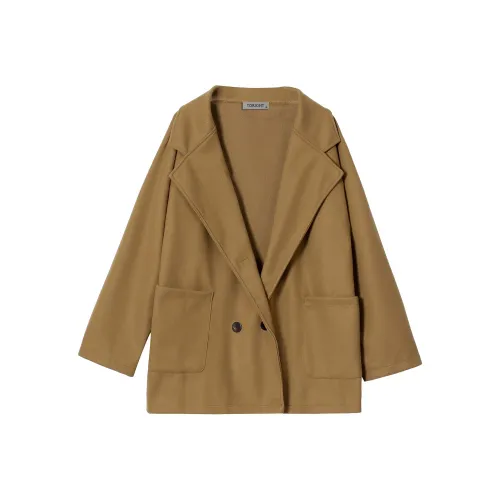 TORIGHT Бархат Feel Пальто Женские CAMEL