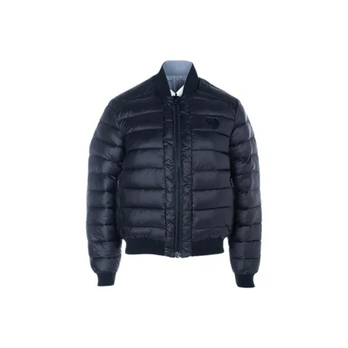 MOSCHINO Однотонный Бейсбольный воротник Хлопковый пуховик Женский Черный