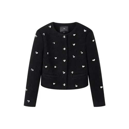 Yu Qianwen Укороченная куртка женская черного цвета