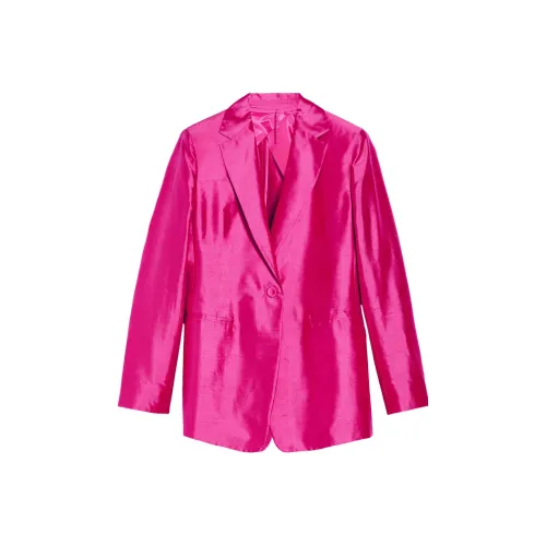 MaxMara Studio Veranda Коллекция Шелк Шантун Блейзер Бизнес Костюм Пальто Женские Розовый