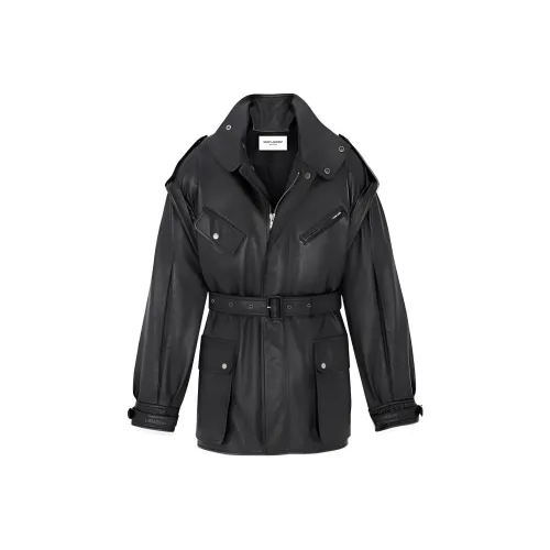 SAINT LAURENT FW23 Кожа Куртка Женская Черная