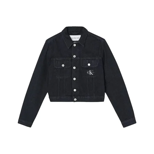 CK Calvin Klein FW22 Облегающий Умеренный Деним Куртка Весна-осень Женские Черный