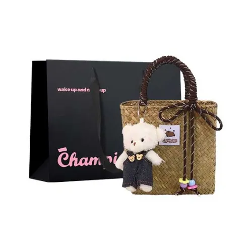 Champion Cub Соломенная плетеная сумка стандартная женская кофейного зеленого розового желтого цвета