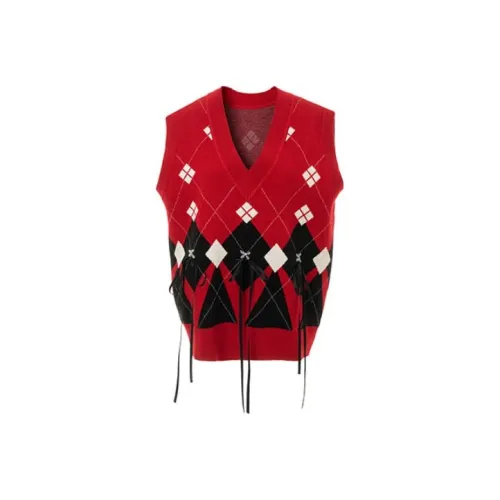 LOFT SHINE Трикотажная ткань Жилет Женские Красный